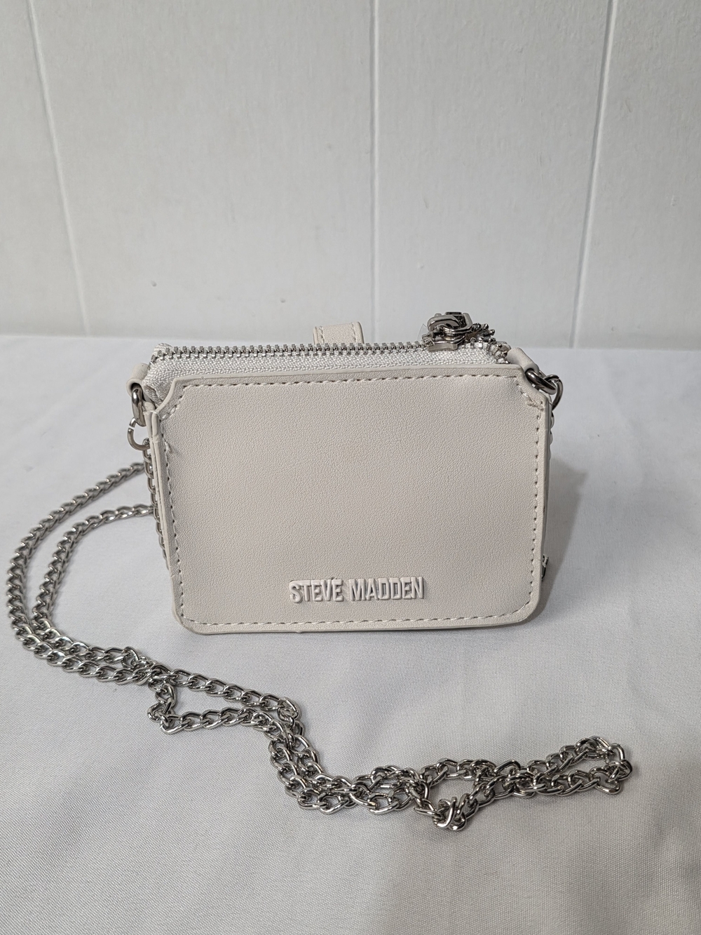 Steve Madden Mini Crossbody Bag in Vanilla with Silver Chain
